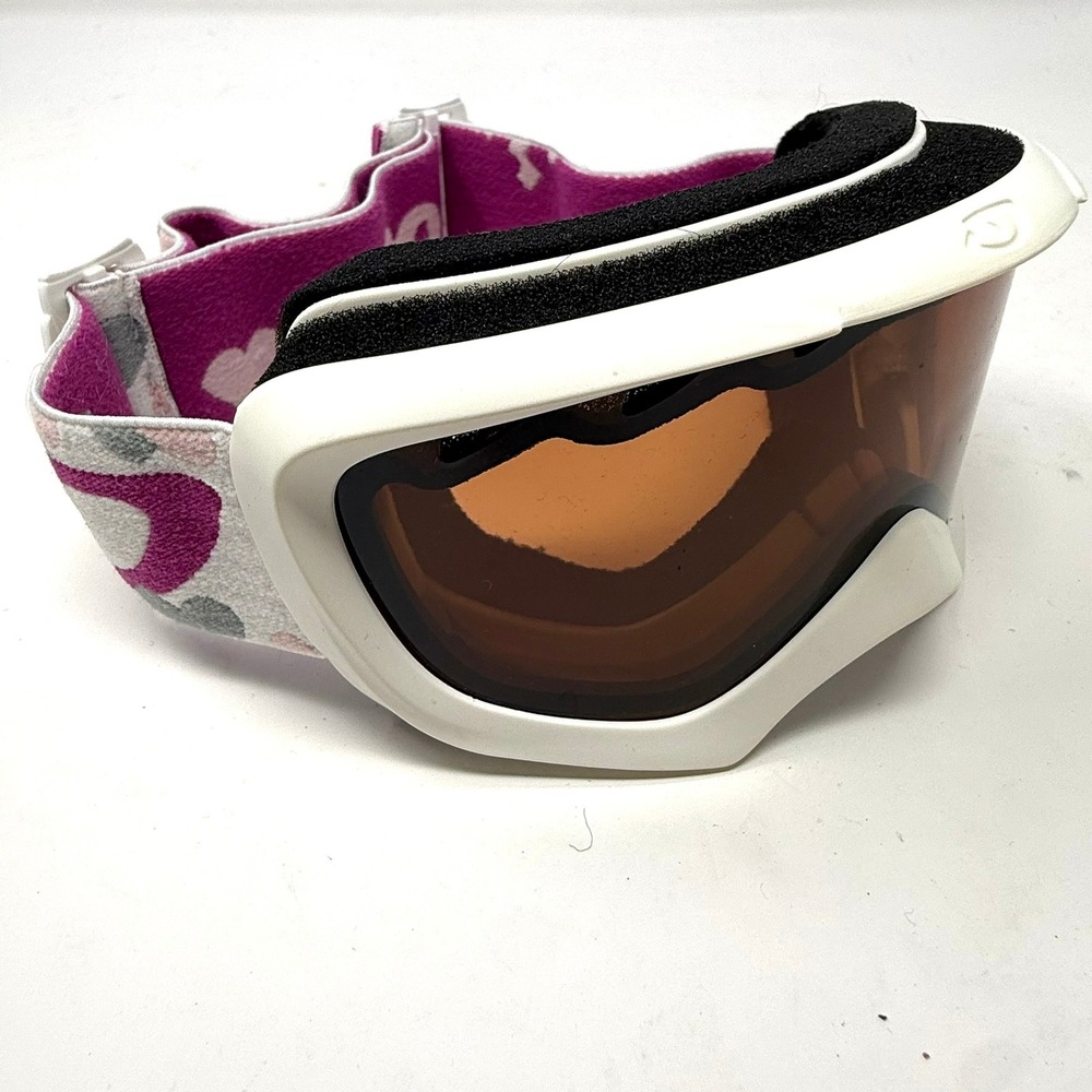 Giro Kids Snow Goggles White Frame Amber Lens Pink Heart Strap Youth Ski Gear